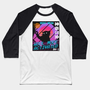 Vaporwave Aesthetic Style 80th Synthwave Cat Baseball T-Shirt